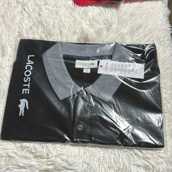 Lacoste Men's Short Sleeve Mini Pique Regular Fit Caviar Croc Polo Shirt - Picture 2 of 2